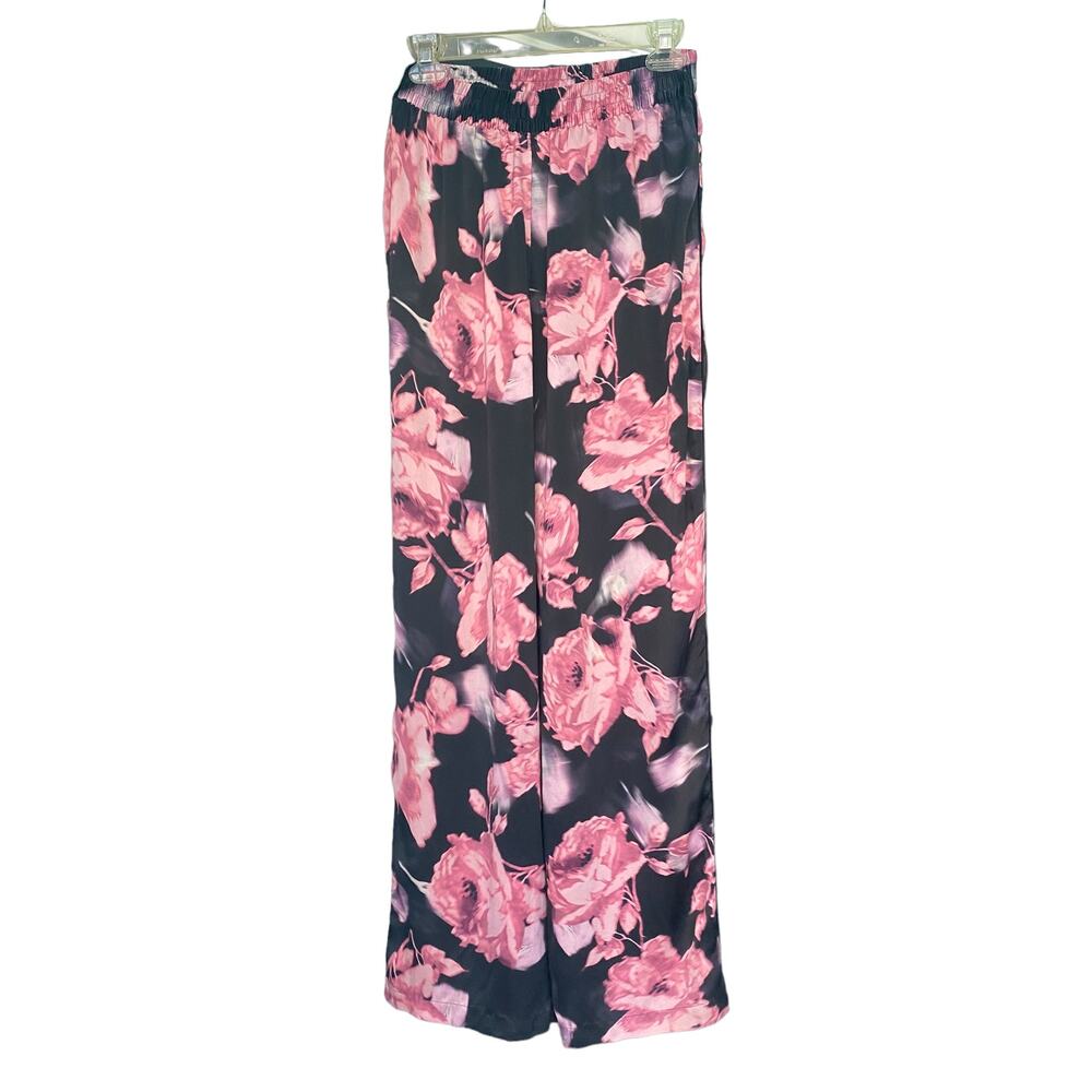 EUC Victoria's Secret High Waist Satin Palazzo Lounge Pants Pink Women's Size M